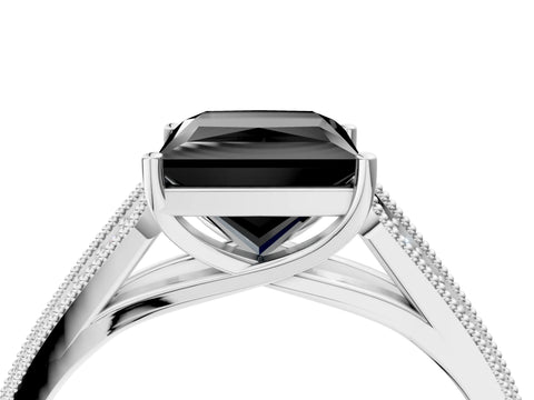 White gold Fancy Black Princess Cut Cut Pave Split Shank Engagement Ring with Four-Prong Setting_16