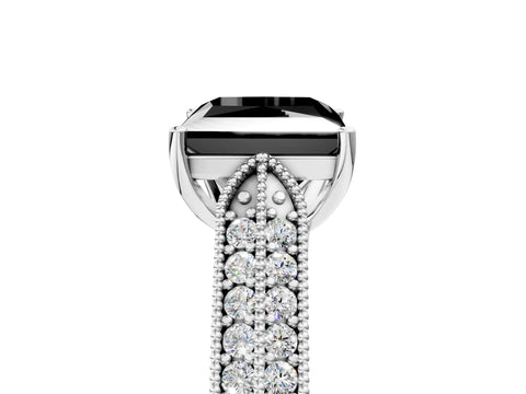 White gold Fancy Black Princess Cut Cut Pave Split Shank Engagement Ring with Four-Prong Setting_17