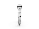 White gold Fancy Black Princess Cut Cut Solitaire Engraved Band with Four-Prong Setting_2