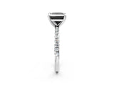 White gold Fancy Black Princess Cut Diamond Brilliant Solitaire Ring with Pavé Band and Four-Prong Setting_14