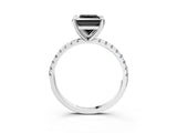 White gold Fancy Black Princess Cut Diamond Brilliant Solitaire Ring with Pavé Band and Four-Prong Setting_15