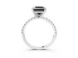 White gold Fancy Black Princess Cut Diamond Brilliant Solitaire Ring with Pavé Band and Four-Prong Setting_15