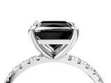 White gold Fancy Black Princess Cut Diamond Brilliant Solitaire Ring with Pavé Band and Four-Prong Setting_16