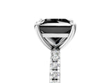 White gold Fancy Black Princess Cut Diamond Brilliant Solitaire Ring with Pavé Band and Four-Prong Setting_17