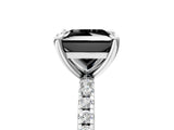 White gold Fancy Black Princess Cut Diamond Brilliant Solitaire Ring with Pavé Band and Four-Prong Setting_17