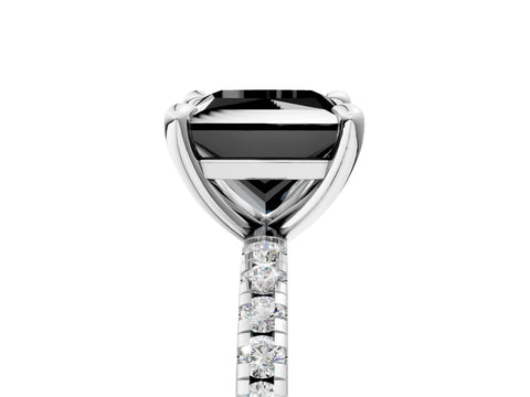 White gold Fancy Black Princess Cut Diamond Brilliant Solitaire Ring with Pavé Band and Four-Prong Setting_5