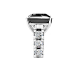White gold Fancy Black Princess Cut Diamond Cathedral Solitaire Ring with Round  Pavé Band_41
