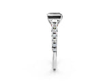White gold Fancy Black Princess Cut Diamond Cathedral Solitaire Ring with Round  Pavé Band_44