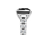 White gold Fancy Black Princess Cut Diamond Cathedral Solitaire Ring with Round  Pavé Band_50