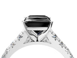 White gold Fancy Black Princess Cut Diamond Cathedral Solitaire Ring with Round  Pavé Band_52