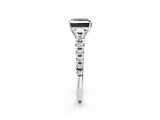 White gold Fancy Black Princess Cut Diamond Cathedral Solitaire Ring with Round  Pavé Band_62