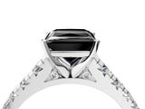 White gold Fancy Black Princess Cut Diamond Cathedral Solitaire Ring with Round  Pavé Band_64
