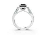 White gold Fancy Black Princess Cut Diamond Channel Set Solitaire Ring with Four-Prong Setting_17