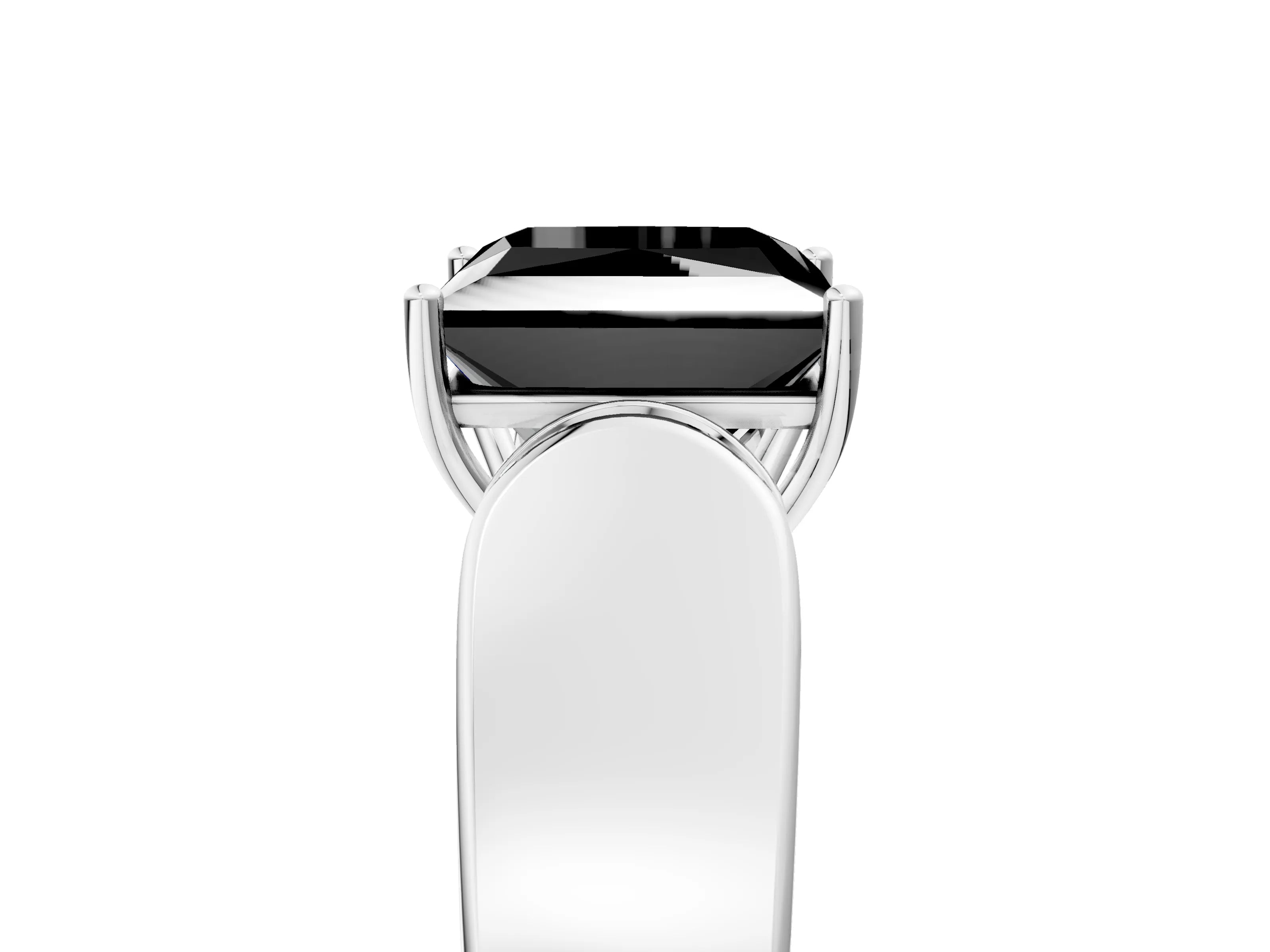 White gold Fancy Black Princess Cut Diamond Channel Set Solitaire Ring with Four-Prong Setting_23