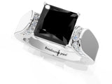 White gold Fancy Black Princess Cut Diamond Channel Set Solitaire Ring with Four-Prong Setting_3