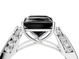 White gold Fancy Black Princess Cut Diamond Channel Set Solitaire Ring with Four-Prong Setting_6