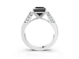 White gold Fancy Black Princess Cut Diamond Channel Set Solitaire Ring with Four-Prong Setting_9