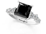 White gold Fancy Black Princess Cut Diamond Cluster Pavé Band with Four-Prong Setting_13