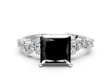 White gold Fancy Black Princess Cut Diamond Cluster Pavé Band with Four-Prong Setting_27