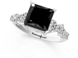 White gold Fancy Black Princess Cut Diamond Cluster Pavé Band with Four-Prong Setting_28