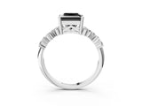 White gold Fancy Black Princess Cut Diamond Cluster Pavé Band with Four-Prong Setting_30