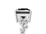 White gold Fancy Black Princess Cut Diamond Cluster Pavé Band with Four-Prong Setting_32