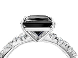 White gold Fancy Black Princess Cut Diamond Cluster Side Stone Solitaire Ring with Prong Setting_52