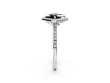 White gold Fancy Black Princess Cut Diamond Cushion Halo Ring with Pavé Band_14