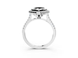 White gold Fancy Black Princess Cut Diamond Cushion Halo Ring with Pavé Band_3