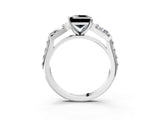 White gold Fancy Black Princess Cut Diamond Engagement Ring with Baguette Side Stones and Channel Set Band_27