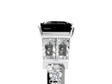 White gold Fancy Black Princess Cut Diamond Engagement Ring with Baguette Side Stones and Channel Set Band_29