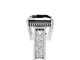 White gold Fancy Black Princess Cut Diamond Engagement Ring with Milgrain Channel Set Band and Prong Setting_5