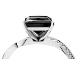 White gold Fancy Black Princess Cut Diamond Engagement Ring with Side Stone Accents and Four-Prong Setting_138