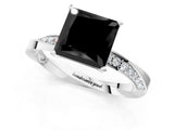 White gold Fancy Black Princess Cut Diamond Engagement Ring with Side Stone Accents and Four-Prong Setting_25