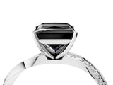 White gold Fancy Black Princess Cut Diamond Engagement Ring with Side Stone Accents and Four-Prong Setting_28