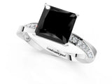 White gold Fancy Black Princess Cut Diamond Engagement Ring with Side Stone Accents and Four-Prong Setting_37