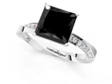 White gold Fancy Black Princess Cut Diamond Engagement Ring with Side Stone Accents and Four-Prong Setting_49