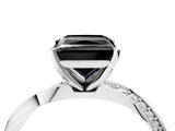 White gold Fancy Black Princess Cut Diamond Engagement Ring with Side Stone Accents and Four-Prong Setting_52