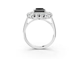 White gold Fancy Black Princess Cut Diamond Floral Double Halo Engagement Ring with Prong Setting_15