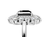 White gold Fancy Black Princess Cut Diamond Floral Double Halo Engagement Ring with Prong Setting_17