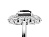White gold Fancy Black Princess Cut Diamond Floral Double Halo Engagement Ring with Prong Setting_41
