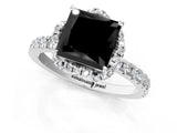 White gold Fancy Black Princess Cut Diamond Halo Pave Band with Four-Prong Setting_4