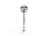White gold Fancy Black Princess Cut Diamond Halo Pave Band with Four-Prong Setting_5