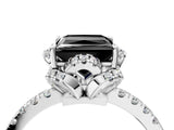 White gold Fancy Black Princess Cut Diamond Halo Pave Band with Four-Prong Setting_7