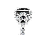 White gold Fancy Black Princess Cut Diamond Halo Pave Band with Four-Prong Setting_8