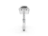 White gold Fancy Black Princess Cut Diamond Halo Ring with Pavé Band and Prong Setting_14