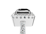 White gold Fancy Black Princess Cut Diamond Halo Ring with Pavé Band and Prong Setting_17