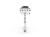 White gold Fancy Black Princess Cut Diamond Halo Ring with Pavé Band and Prong Setting_2