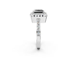 White gold Fancy Black Princess Cut Diamond Halo Ring with Pavé Band and Prong Setting_37