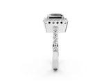 White gold Fancy Black Princess Cut Diamond Halo Ring with Pavé Band and Prong Setting_44